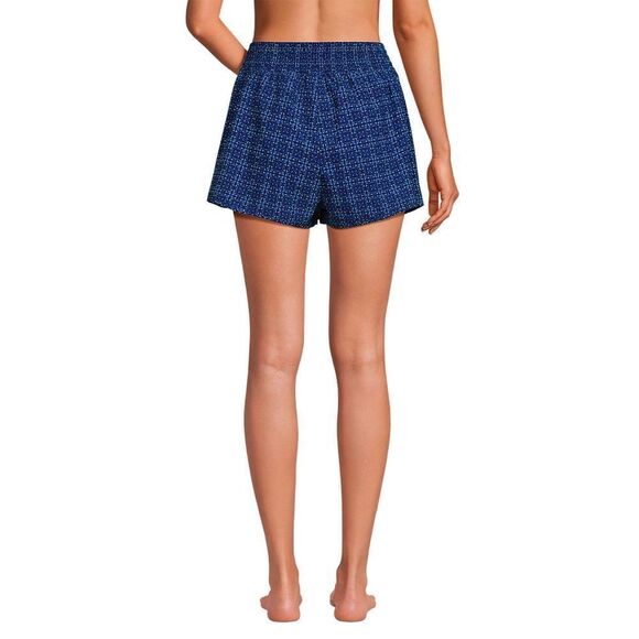 Land's End Tulip Hem Swim Skort navy mosaic mini tile smocked waist size medium - Picture 3 of 6